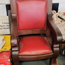 Big Wooden And Leather Chair