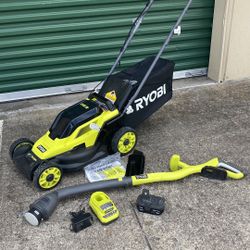 Ryobi 13 Inch Mower W Weedeater Combo 