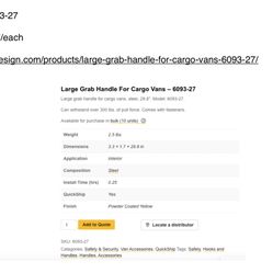 Ranger Design Large Grab Handle For Cargo Van