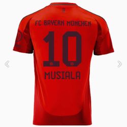 Jamal Musiala #10 FC Bayern Munich Red Jersey New With Tags