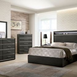 Brand New Warm Gray 6pc Queen Size Bedroom Set 