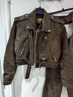 Brown Raw Leather Jacket And Chaps