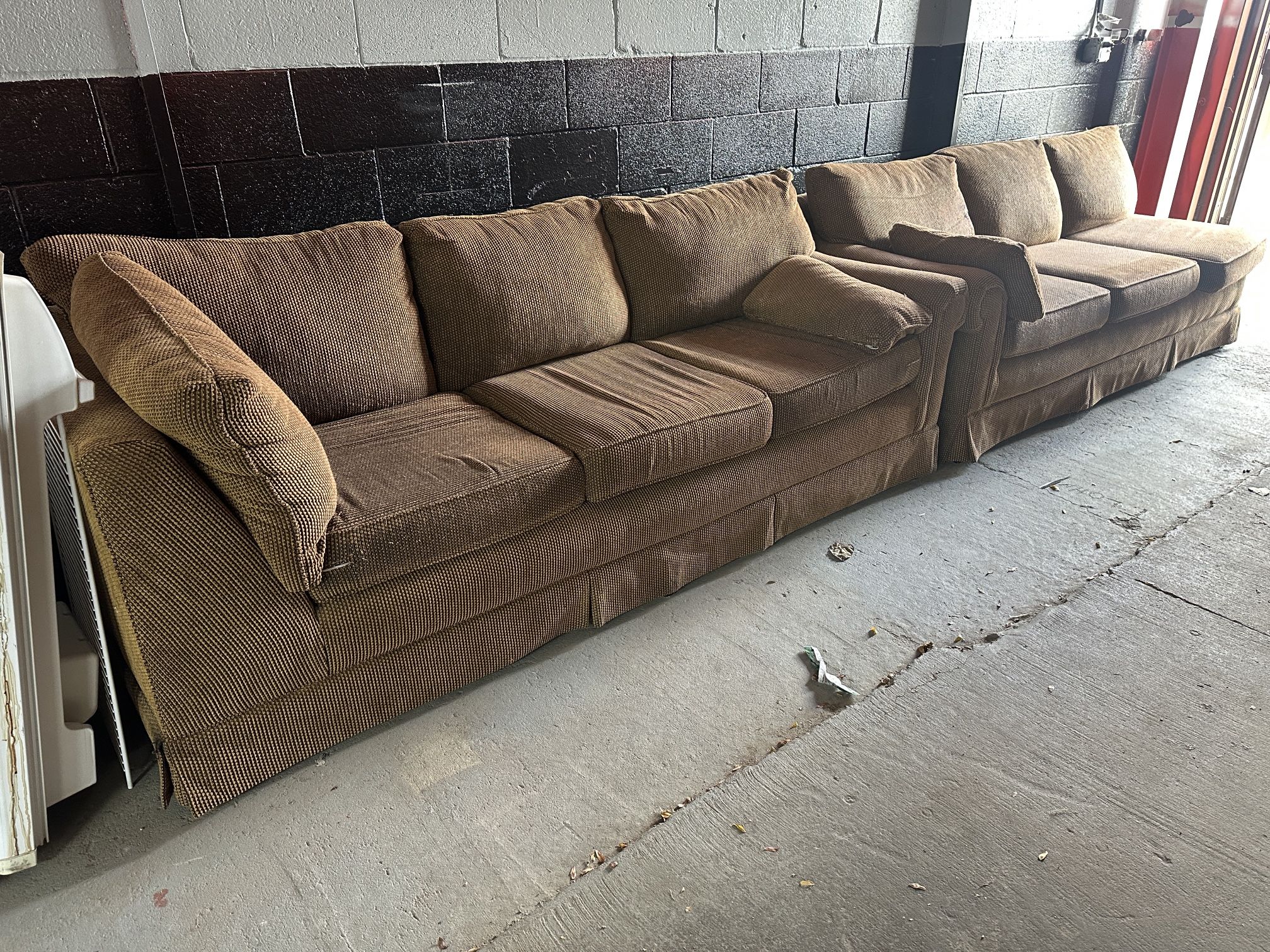💰EACH — Set of 2 Matching Brown Fabric Sofa Couch & Chaise - Affordable Furniture Need Gone ASAP Delivery Available Estate Sale Cheap 