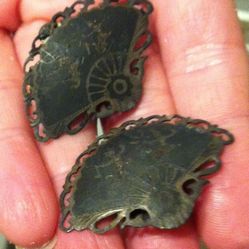 Vintage Siam Fans Clip On Earrings Sterling 925 Silver.
