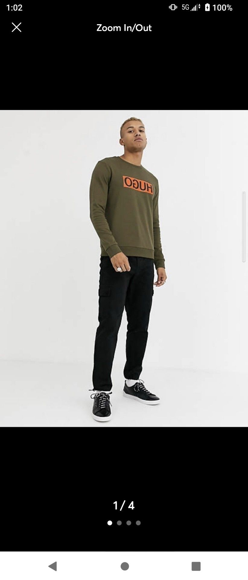 HUGO Dicago Logo Sweatshirt Size S Khaki