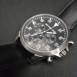 Michael Kors Chronograph Watch – Black Dial, Leather Band (Dead Battery)