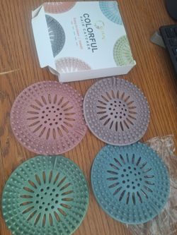 Colorful Silicone Hair Catcher Drain Covers 4-Pack
