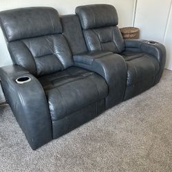 Set Of 2 Leather Reclining Couches