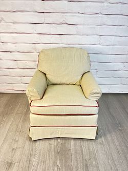 Traditional Style Cream & Red Upholstered Armchair