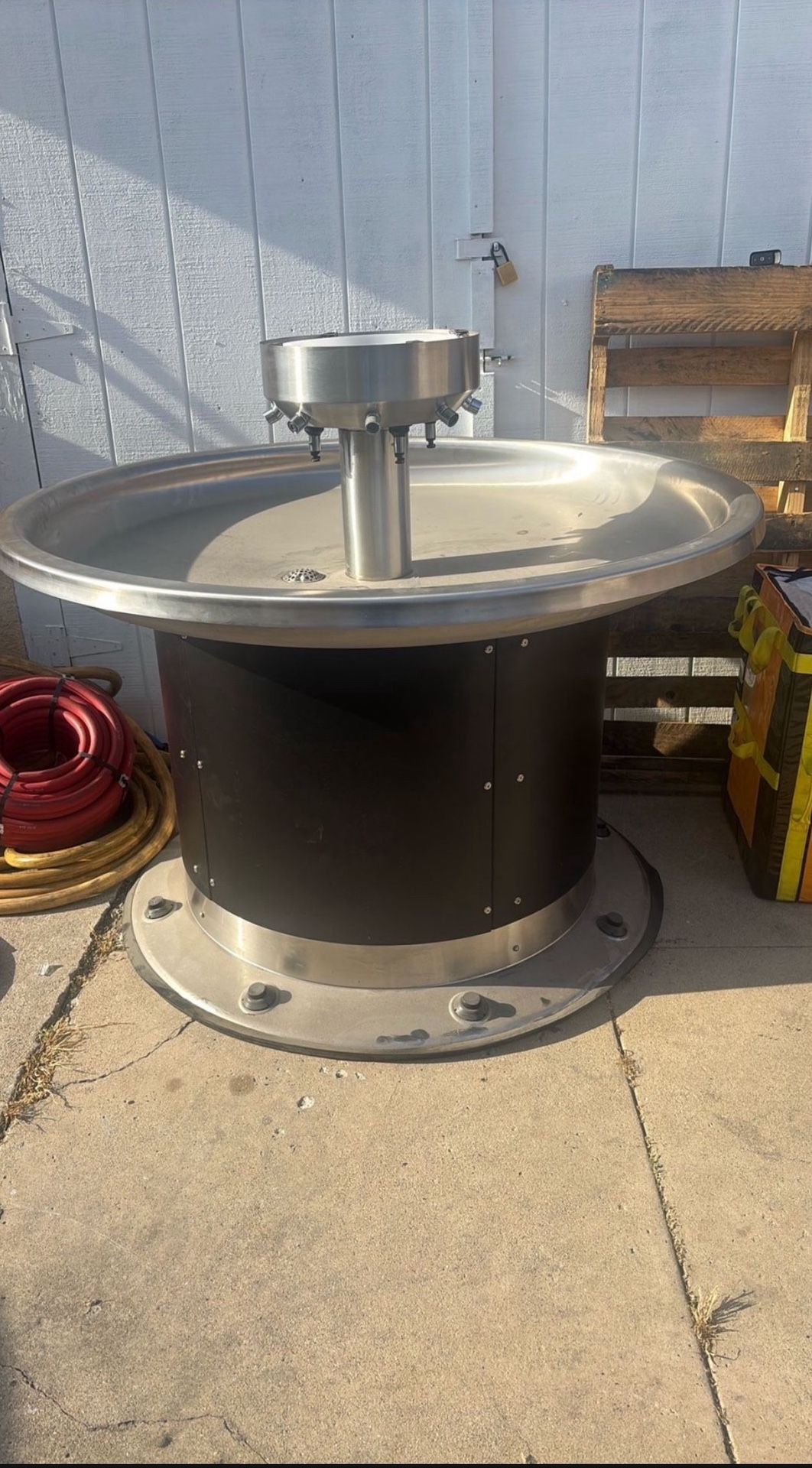 Wash Fountain:Acron Wash Ware Black/silver Stainless Steel Circular 54 In Over All Wd