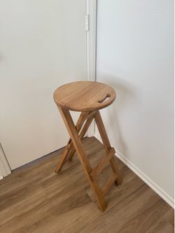 Hand crafted wood foldable stool