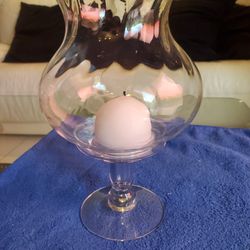 Glass Hurricane Votive & Pedestal With Ball Candle