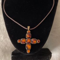 18”Vintage Bronze Cross Necklace W/ Adjustable Chain,by ROBERT ROSE