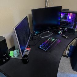 Gaming Desk - Pure Black & Office Chair
