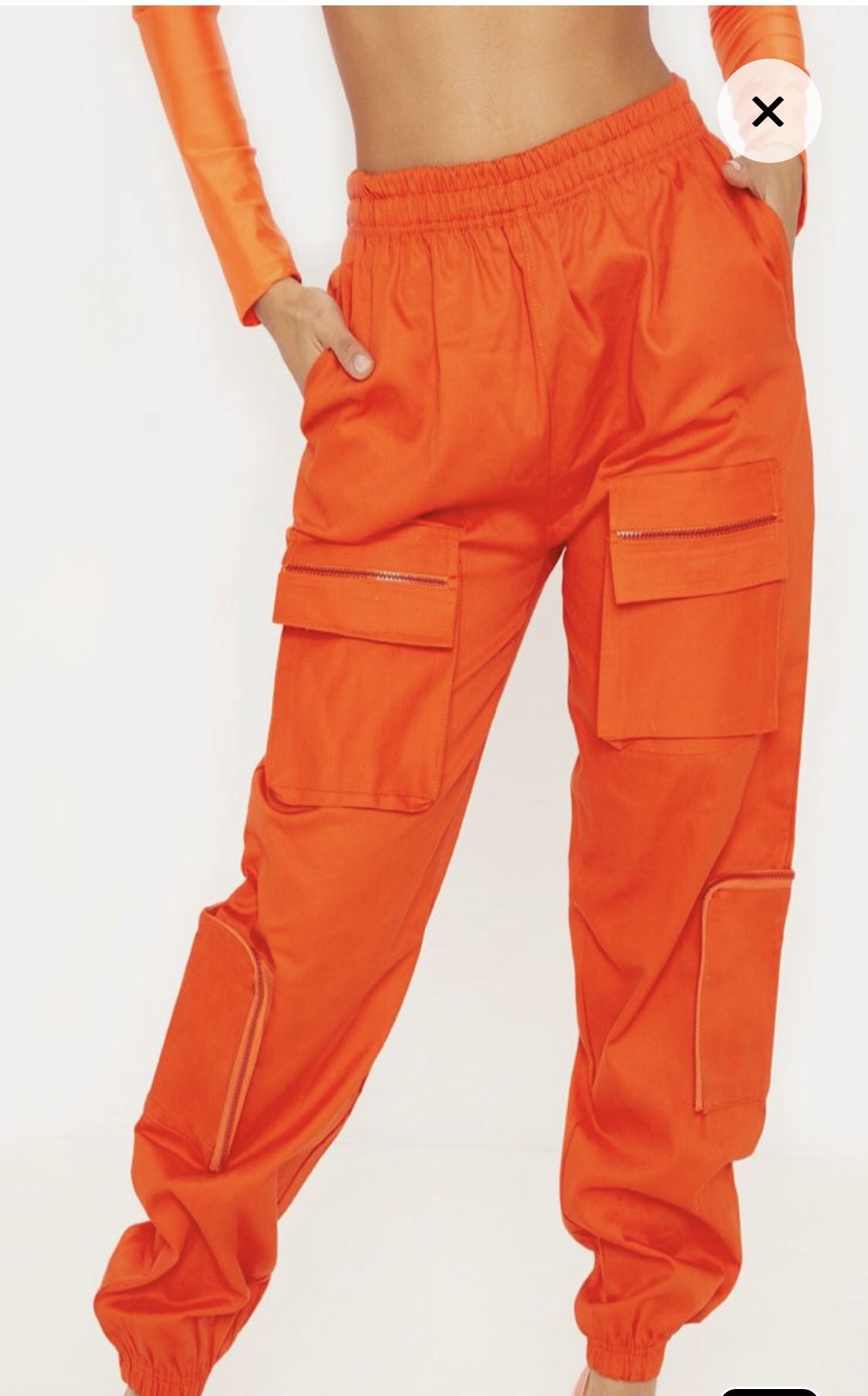 Pretty Little Thing UV Neon Orange Cargo Pants