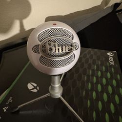 This is a Logitech Blue Snowball iCE USB microphone. 