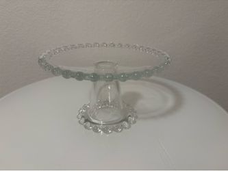 8” Glass Cake Stand Vintage Imperial Candlewick Hobnail