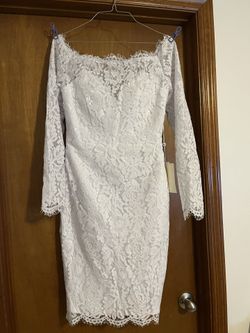 White Short Lace Off The Shoulder Wedding Dress