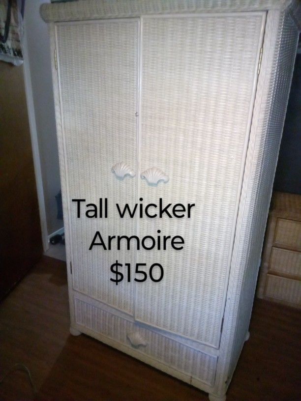 Tall Wicker Armoire 