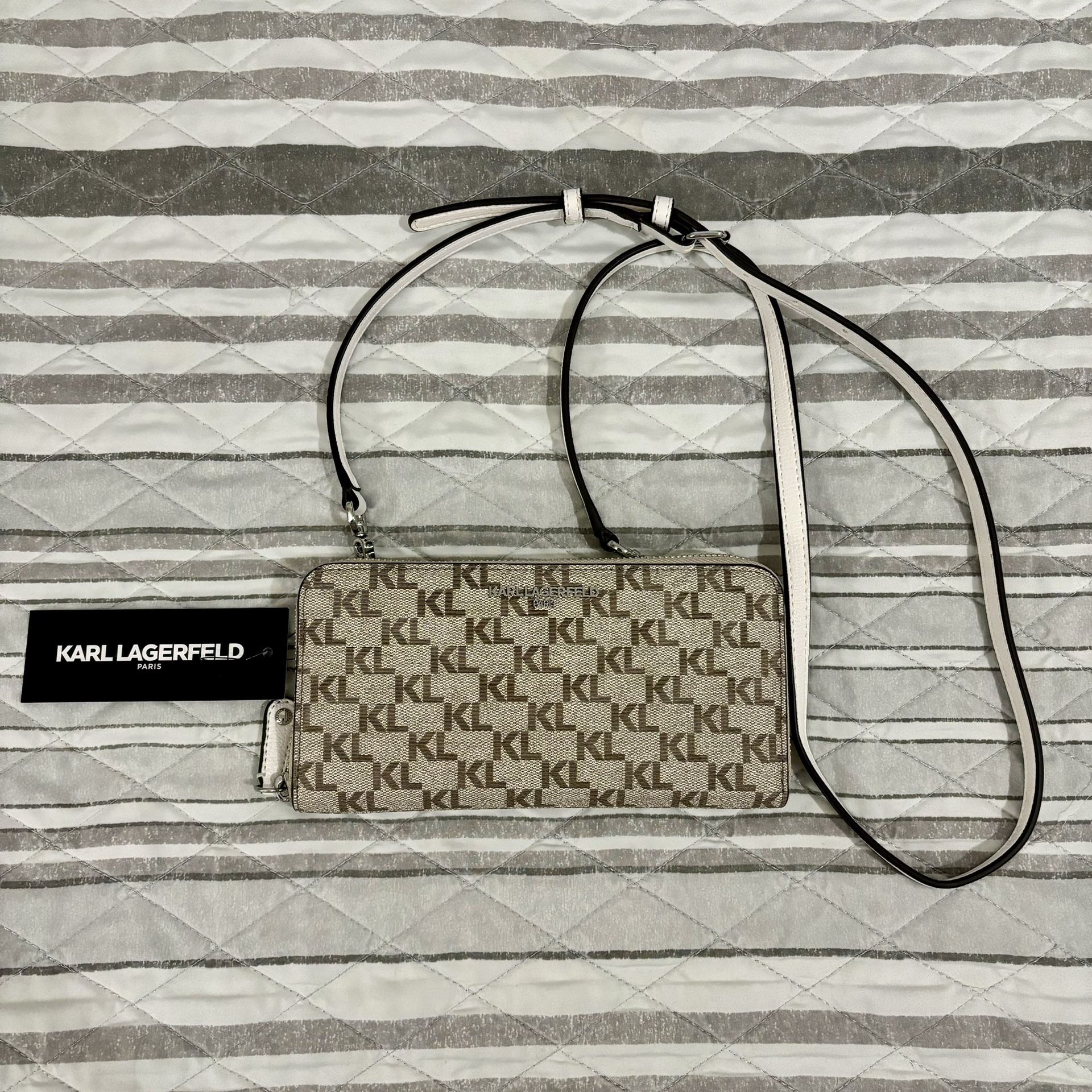 Karl Lagerfeld Paris SLG Crossbody Beige Taupe Handbag