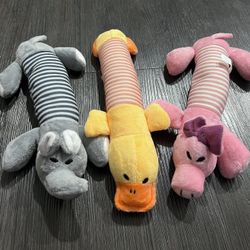 3 Plush Dog Chew Toy With Squecker Inside