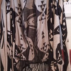 Printed Black And Tan Cardigan Size Small