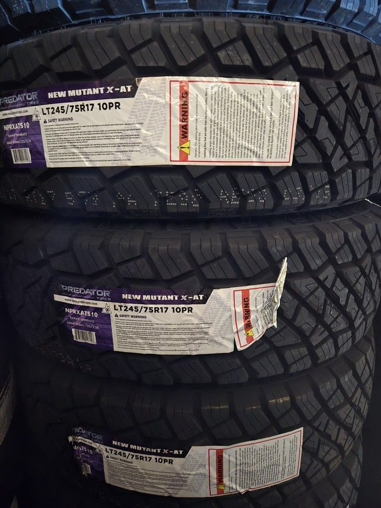 (4) 245/75r17 Predator A/T Tires 245 75 17 Inch AT 10-ply LT E Rated