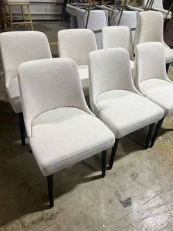 Mid-Century Modern Dining Chair, Upholstered Fabric Accent Chairs, Set of 6,Performance Fabric in Linen$480