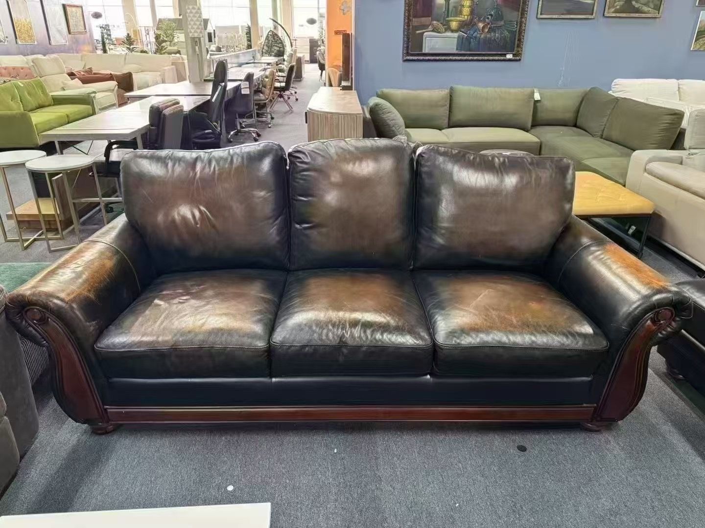 Like Vintage Real Leather Sofa 4pc Set :$580/4pc