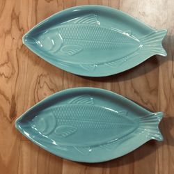 Set of Aqua Ceramic Platters