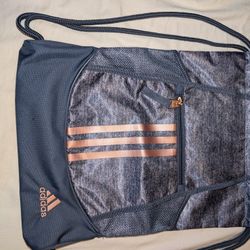 Adidas Gray and Gold Drawstring Sackpack