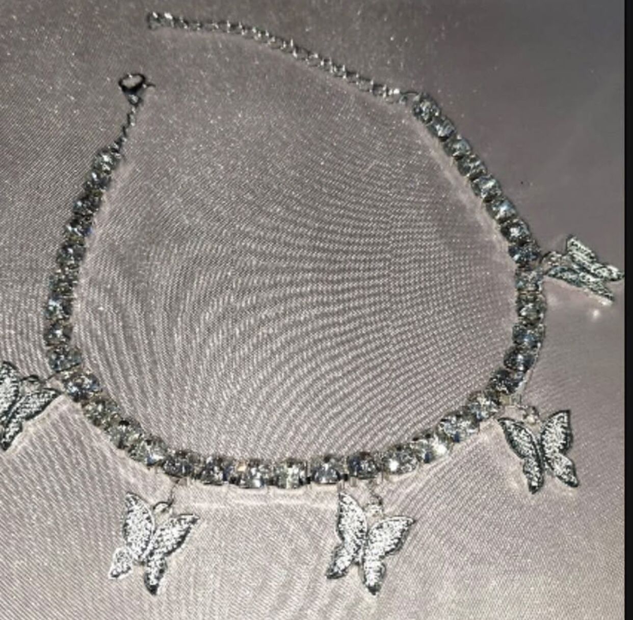 Adjustable Butterfly 18k Gold Plated Crystal Choker Necklaces