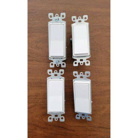On/Off Rocker Switch 15 Amp, White - Set of 4