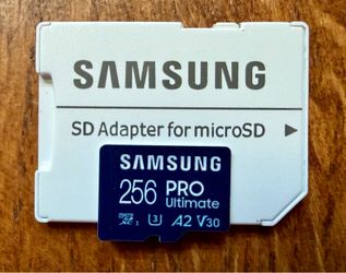 Samsung PRO Ultimate microSD Memory Card Plus Adaptor 256GB microSDXC Up To 200 MB/s 4K USD UHS-I Class 10 U3 V30 A2