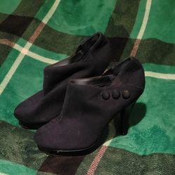 WOMENS M.P.S SUEDE ANKLE BOOT HIGH HEEL STILETTO NAVY BLUE  SIZE 6.5 