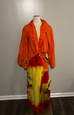 Orange Graphic Oversized Hoodie and Blanket Set
