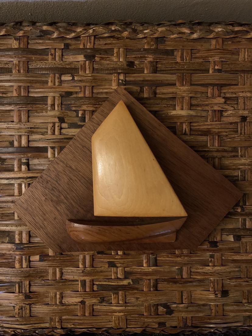Wooden Sailboat Wall Plaque, 10" Vintage Wood Sailboat Wall Art, Nautical Home Decor, 3D Wall Art