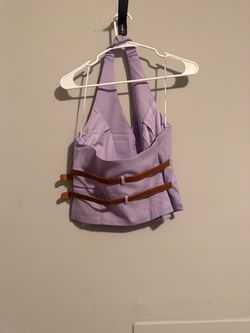 Lavender Halter Crop Top with Belt Detail