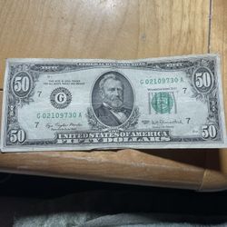 1977 $50 Fifty Dollar Bill Federal Reserve Note