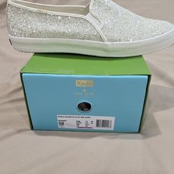 LOWER PRICE ! NEW ! Kate Spade x Keds Platform Slip-On Glitter Bridal Sneaker