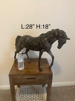 Large Bronze-Finish Horse Sculptures set of two