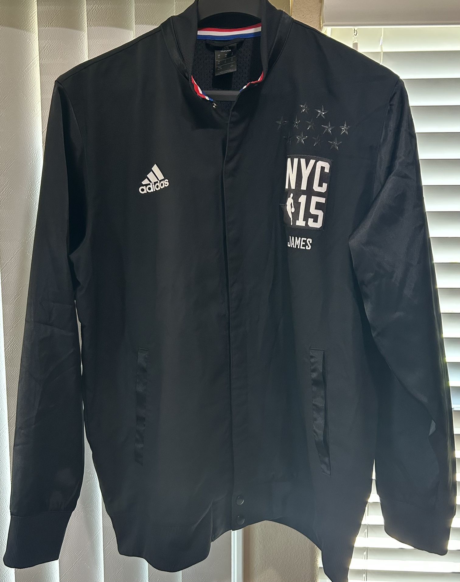 2015 James NBA All Star NBA Adidas Black Men's Authentic Warm Up Jacket Like New-Size XL-Rare Find