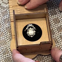 Size 6 3/4 Sterling Silver Lab Created Emerald Cut Moisannite Ring