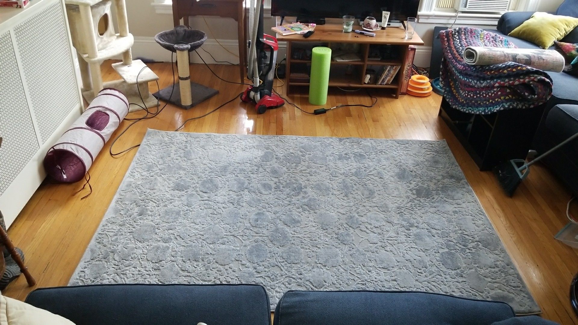 Grey/silver textured/patterned area rug (5x7)
