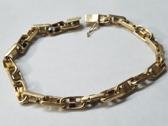 14Kt Yellow Gold Vintage Anchor Links Bracelet 9"