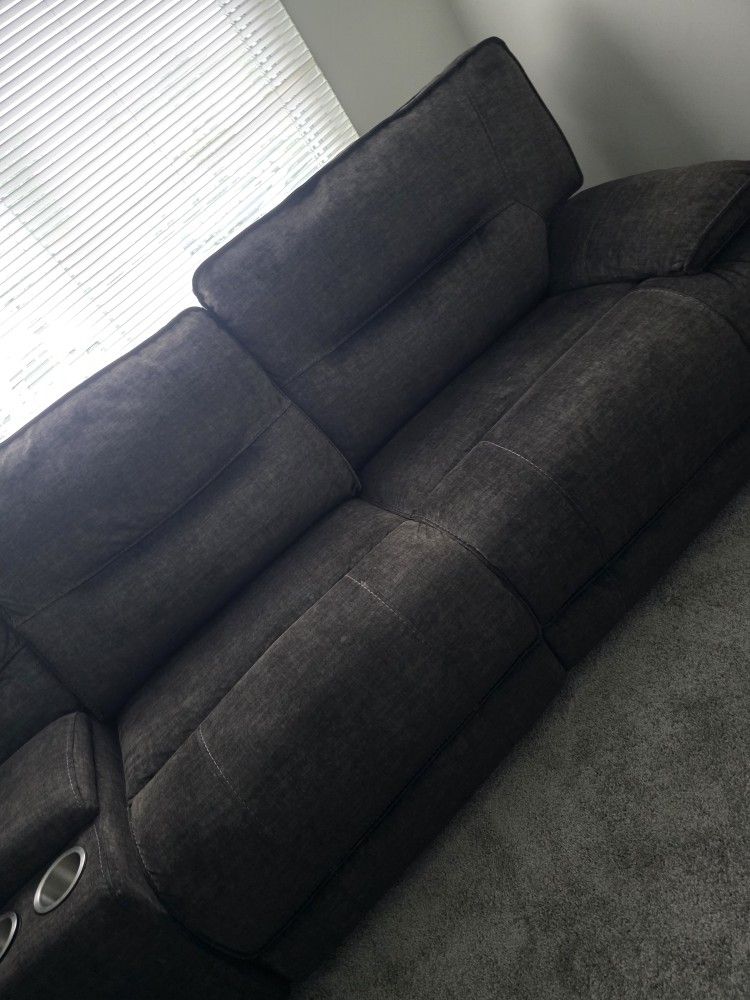 Sofa With Recliner Both Ends With A Charging Port