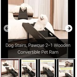 Dog Stairs, Pawque 2-1 Wooden Convertible Pet Ram

