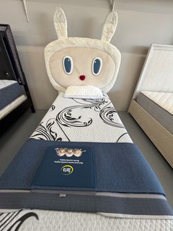 Kids Twin Bed with Bunny Headboard