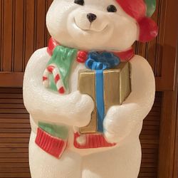 Christmas Teddy Bear Blow Mold Outdoor Lit Decor