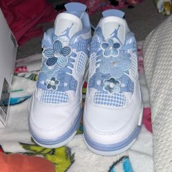 Air Jordan 4 Retro White Aluminum- Blue Tint 